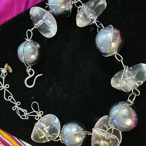 Abra chunky beads, clear and silver